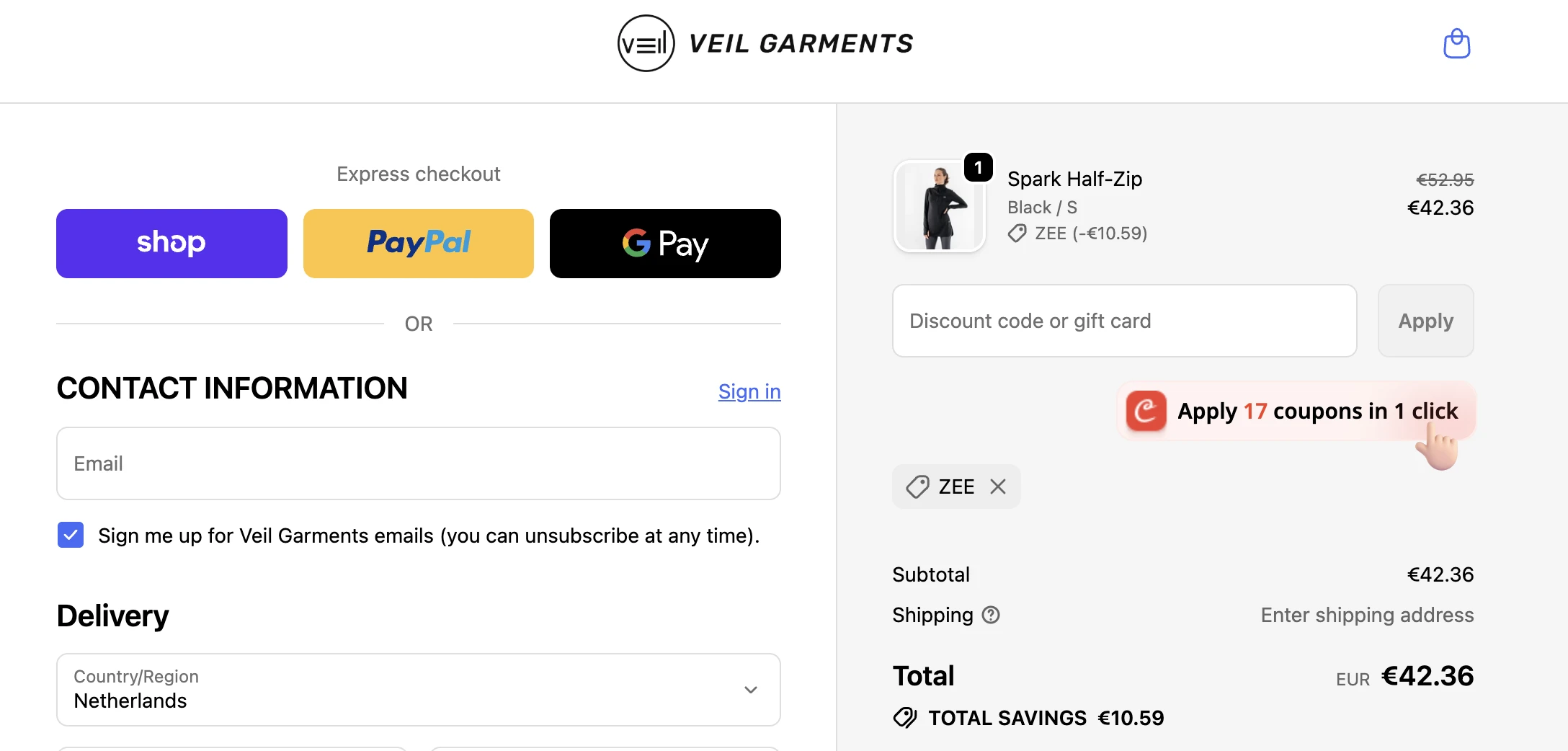 Use verified promo code ZEE for 20% OFF Sitewide at veilgarments.com